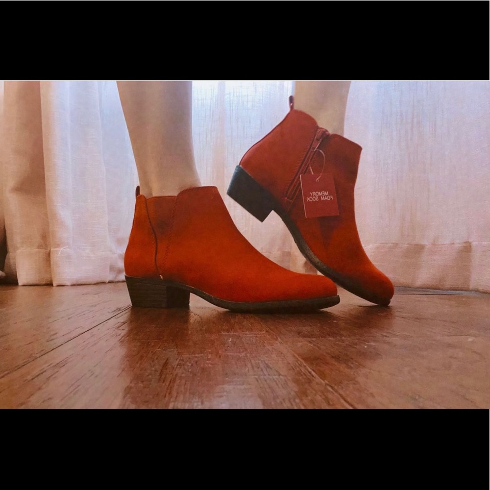 Red ankle boots